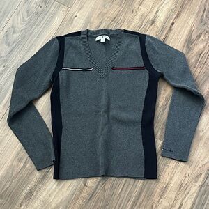 Tommy Hilfiger Charcoal and Navy V-Neck Sweater